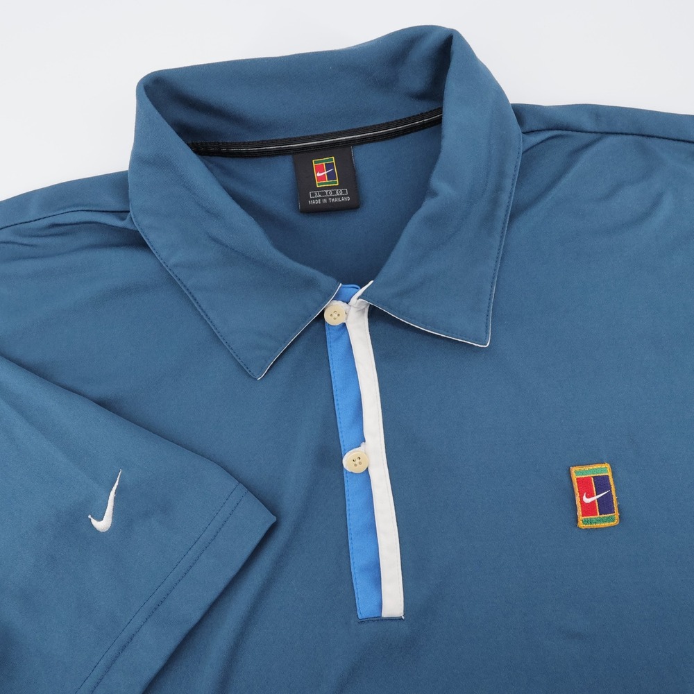 Nike Court Heritage Nike Fit Polo Shirt Blue Short Sleeve Mens XL